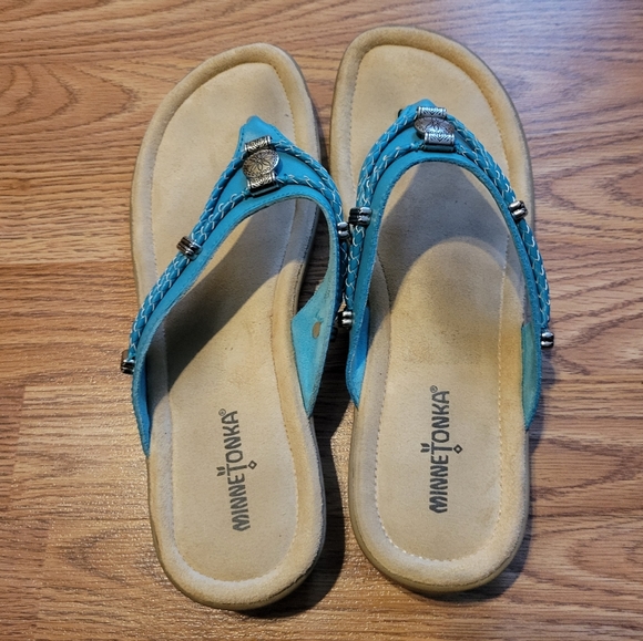 Minnetonka Silverthorne Sandals Turquoise, 10 - Picture 4 of 11
